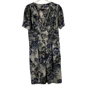 Banana Republic Women's V-neck Multicolor Short Puff Sleeved Dress 10